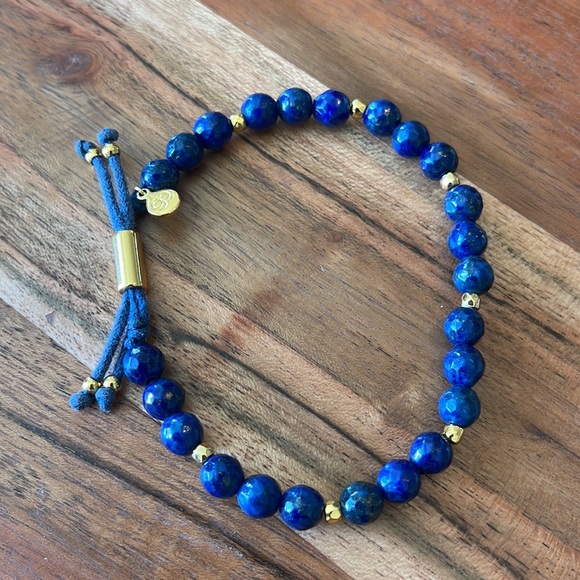 Gorjana Power Gemstone Beaded Bracelet | Gold & Blue Lapis - Picture 5 of 6